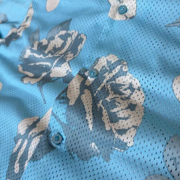 Nike Rose City Mesh ButtonUp Shirt Dri-Fit Floral Medium Blue FJ1650-499 NWT - Picture 6 of 7
